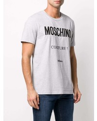 graues bedrucktes T-Shirt mit einem Rundhalsausschnitt von Moschino