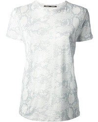graues bedrucktes T-Shirt mit einem Rundhalsausschnitt von Proenza Schouler