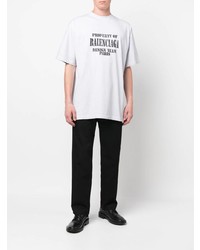 graues bedrucktes T-Shirt mit einem Rundhalsausschnitt von Balenciaga