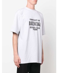 graues bedrucktes T-Shirt mit einem Rundhalsausschnitt von Balenciaga