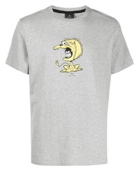 graues bedrucktes T-Shirt mit einem Rundhalsausschnitt von PS Paul Smith