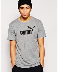 graues bedrucktes T-Shirt mit einem Rundhalsausschnitt von Puma