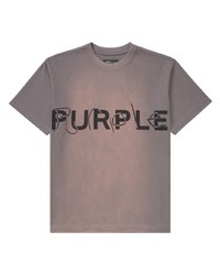 graues bedrucktes T-Shirt mit einem Rundhalsausschnitt von purple brand