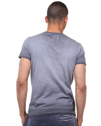 graues bedrucktes T-Shirt mit einem Rundhalsausschnitt von R-NEAL