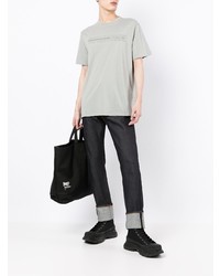 graues bedrucktes T-Shirt mit einem Rundhalsausschnitt von Armani Exchange