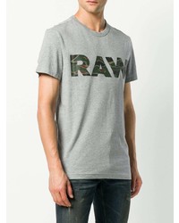 graues bedrucktes T-Shirt mit einem Rundhalsausschnitt von G-Star Raw Research