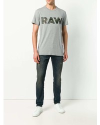 graues bedrucktes T-Shirt mit einem Rundhalsausschnitt von G-Star Raw Research