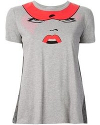 graues bedrucktes T-Shirt mit einem Rundhalsausschnitt von RED Valentino