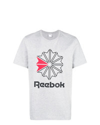 graues bedrucktes T-Shirt mit einem Rundhalsausschnitt von Reebok
