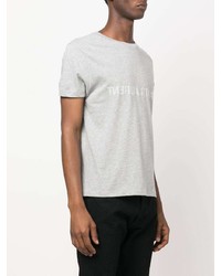 graues bedrucktes T-Shirt mit einem Rundhalsausschnitt von Saint Laurent