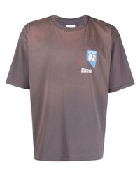 graues bedrucktes T-Shirt mit einem Rundhalsausschnitt von Rhude