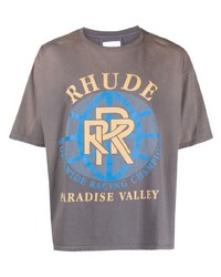 graues bedrucktes T-Shirt mit einem Rundhalsausschnitt von Rhude