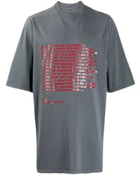 graues bedrucktes T-Shirt mit einem Rundhalsausschnitt von Rick Owens DRKSHDW