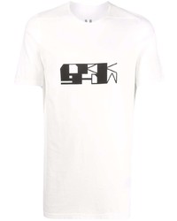 graues bedrucktes T-Shirt mit einem Rundhalsausschnitt von Rick Owens DRKSHDW