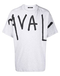 graues bedrucktes T-Shirt mit einem Rundhalsausschnitt von Roberto Cavalli