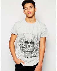 graues bedrucktes T-Shirt mit einem Rundhalsausschnitt von Rock & Religion