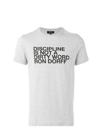 graues bedrucktes T-Shirt mit einem Rundhalsausschnitt von Ron Dorff