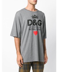 graues bedrucktes T-Shirt mit einem Rundhalsausschnitt von Dolce & Gabbana