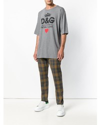 graues bedrucktes T-Shirt mit einem Rundhalsausschnitt von Dolce & Gabbana