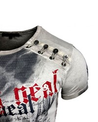 graues bedrucktes T-Shirt mit einem Rundhalsausschnitt von RUSTY NEAL