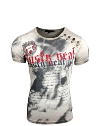 graues bedrucktes T-Shirt mit einem Rundhalsausschnitt von RUSTY NEAL