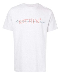 graues bedrucktes T-Shirt mit einem Rundhalsausschnitt von Saintwoods