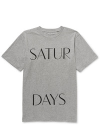 graues bedrucktes T-Shirt mit einem Rundhalsausschnitt von Saturdays Nyc