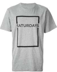 graues bedrucktes T-Shirt mit einem Rundhalsausschnitt von Saturdays Surf NYC