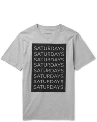 graues bedrucktes T-Shirt mit einem Rundhalsausschnitt von Saturdays Surf NYC