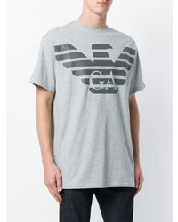 graues bedrucktes T-Shirt mit einem Rundhalsausschnitt von Emporio Armani