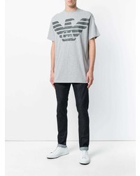 graues bedrucktes T-Shirt mit einem Rundhalsausschnitt von Emporio Armani