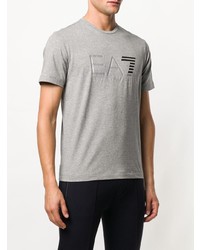 graues bedrucktes T-Shirt mit einem Rundhalsausschnitt von Ea7 Emporio Armani