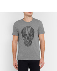 graues bedrucktes T-Shirt mit einem Rundhalsausschnitt von Alexander McQueen