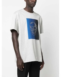 graues bedrucktes T-Shirt mit einem Rundhalsausschnitt von Alexander McQueen