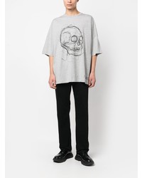 graues bedrucktes T-Shirt mit einem Rundhalsausschnitt von Alexander McQueen