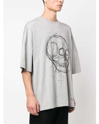 graues bedrucktes T-Shirt mit einem Rundhalsausschnitt von Alexander McQueen