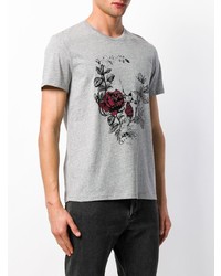 graues bedrucktes T-Shirt mit einem Rundhalsausschnitt von Alexander McQueen