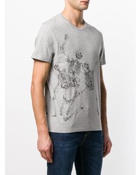 graues bedrucktes T-Shirt mit einem Rundhalsausschnitt von Alexander McQueen