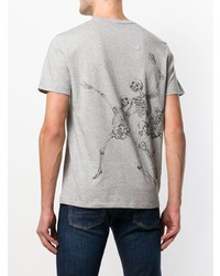 graues bedrucktes T-Shirt mit einem Rundhalsausschnitt von Alexander McQueen