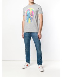 graues bedrucktes T-Shirt mit einem Rundhalsausschnitt von Ps By Paul Smith