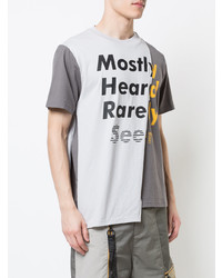 graues bedrucktes T-Shirt mit einem Rundhalsausschnitt von Mostly Heard Rarely Seen