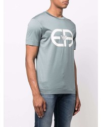 graues bedrucktes T-Shirt mit einem Rundhalsausschnitt von Emporio Armani