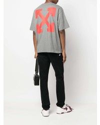 graues bedrucktes T-Shirt mit einem Rundhalsausschnitt von Off-White