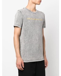 graues bedrucktes T-Shirt mit einem Rundhalsausschnitt von Diesel