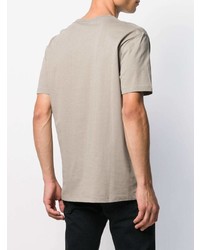 graues bedrucktes T-Shirt mit einem Rundhalsausschnitt von Raf Simons