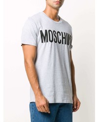 graues bedrucktes T-Shirt mit einem Rundhalsausschnitt von Moschino