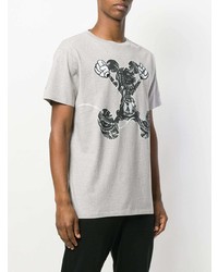 graues bedrucktes T-Shirt mit einem Rundhalsausschnitt von Marcelo Burlon County of Milan