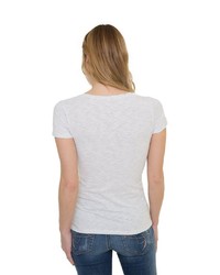 graues bedrucktes T-Shirt mit einem Rundhalsausschnitt von SOCCX