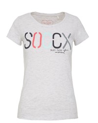 graues bedrucktes T-Shirt mit einem Rundhalsausschnitt von SOCCX