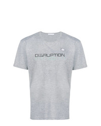 graues bedrucktes T-Shirt mit einem Rundhalsausschnitt von Societe Anonyme